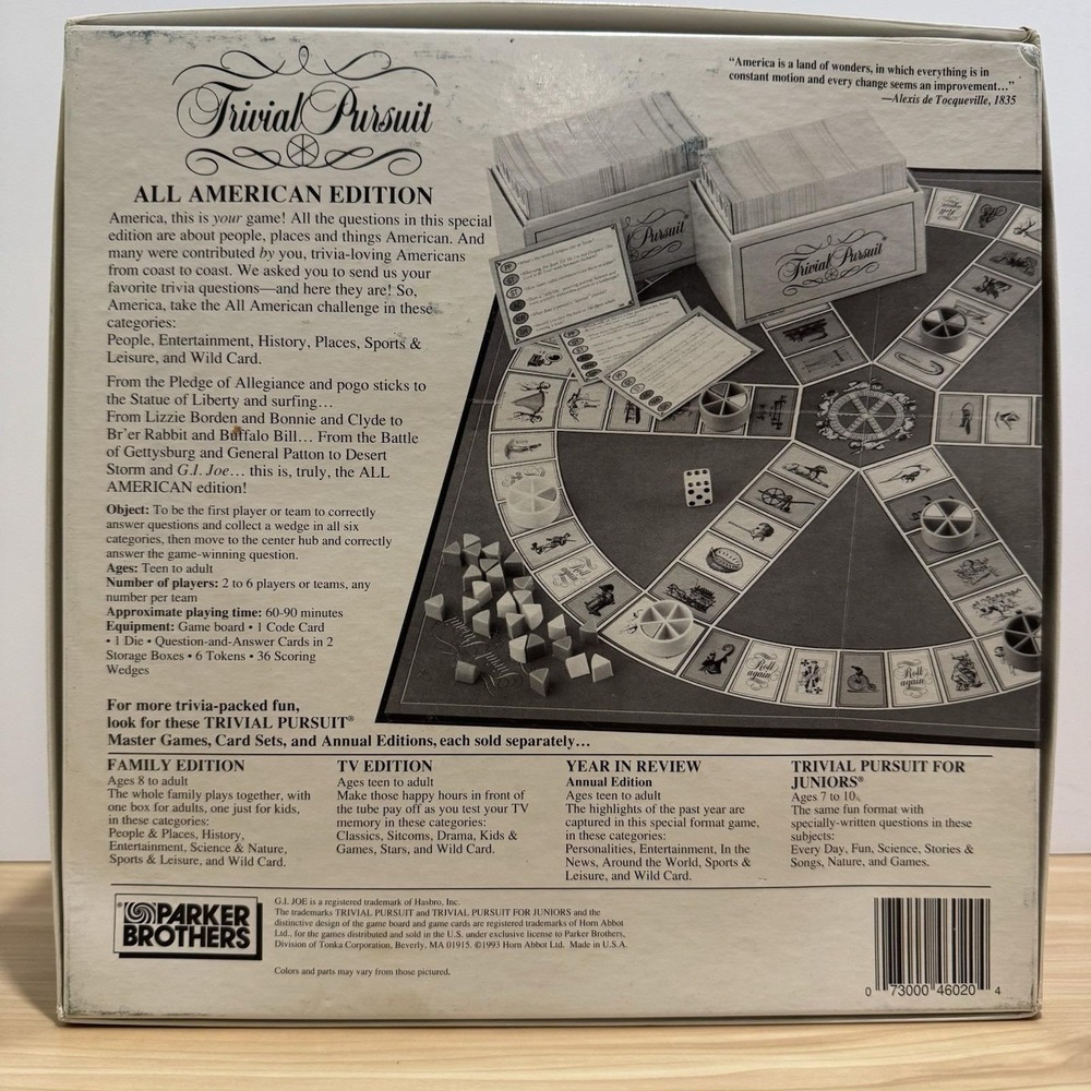Trivial Pursuit All American Vintage 1993 Parker Brothers Board Game New Open Bx - Picture 5 of 14